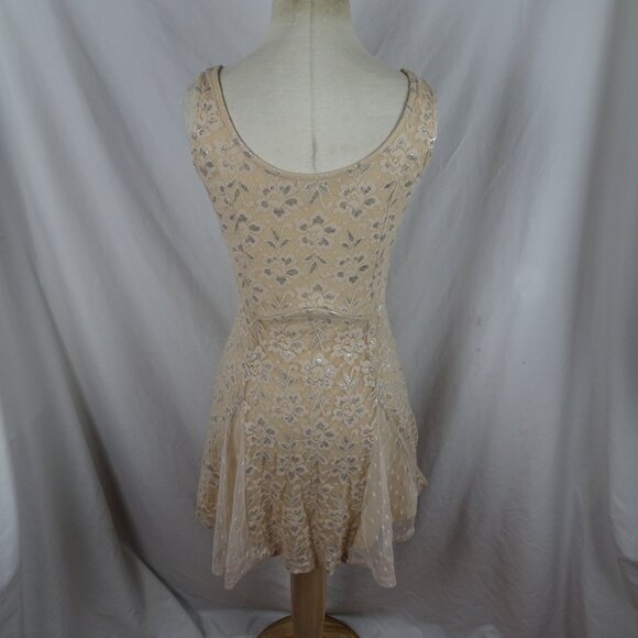 Lily Rose Lace with Metallic Light Beige Dress Size S - Picture 3 of 8